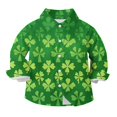 thumbnail image 4 of Girls Button Shirts for St. Patrick's Day Long Sleeves Clover Blouses Tshirts Kids Casual Lapel Neck Tee Outfits 2025 Fashion,07_Green, 4 of 4