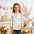thumbnail image 2 of PWPSG Happy Easter Day Shirt for Kid 3D Graphic T Shirts Cute Easter Eggs & Bunny Rabbit Prints Tops 3/4 Sleeve Crewneck Blouses Spring Fall Outfits for Girl Multicolor 7 Years, 2 of 9