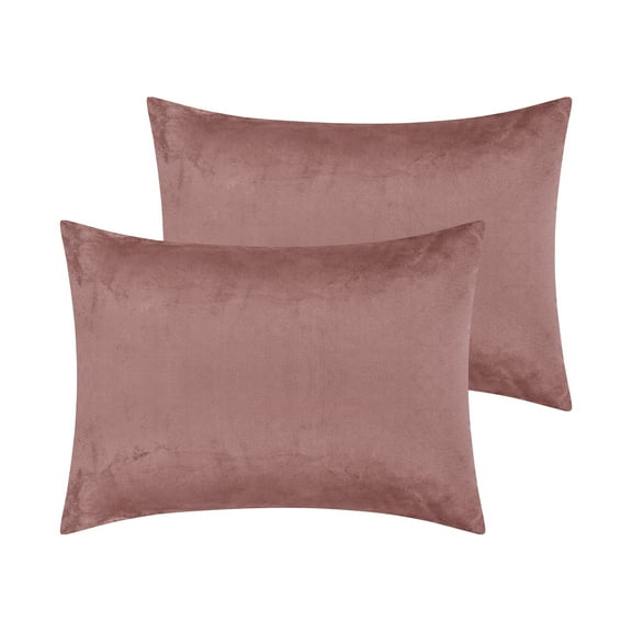 Unique Bargains Envelope Closure Durable Velvet Pillowcases (2 Count) Bean-Paste Color Queen