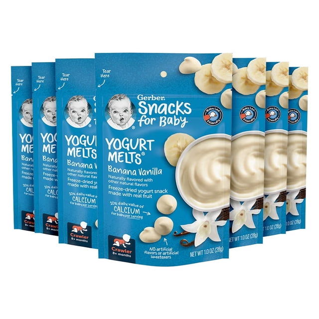 Baby Snacks Gerber Yogurt Melts, plátano y vainilla, 28 g (paquete de 7)
