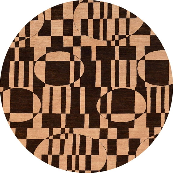 Ahgly Company Machine Washable Indoor Round Abstract Night Red Area Rugs, 4' Round