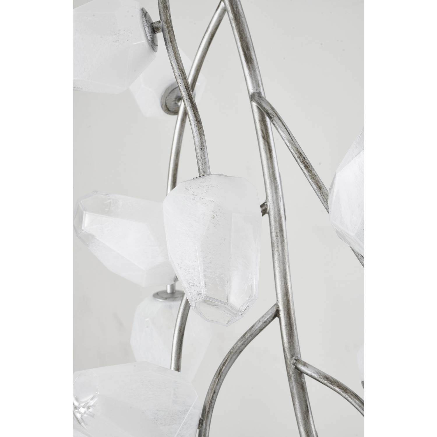 Design Living 22-Light Antique Silver Chandelier With White Glass Shades