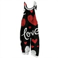 thumbnail image 2 of Valentine's Day Women's Overalls Cute Pink Heart Print Wide Leg Jumpsuit Casual Spring Summer Outfits Valentine Adjustable Straps Overalls Pants, 2 of 5