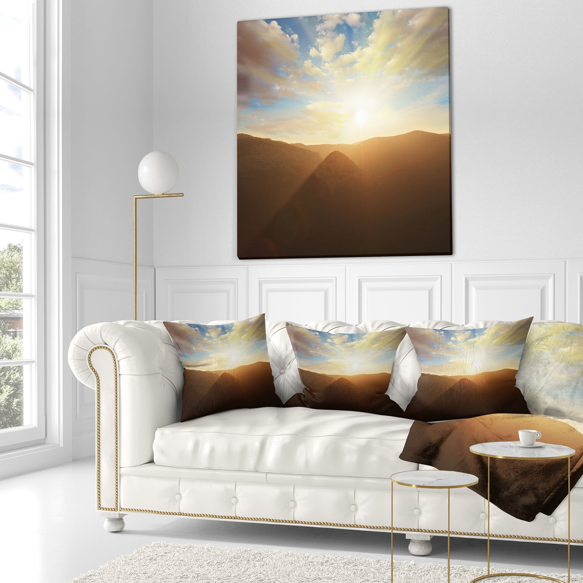 Designart 16" x 16" White Polyester Throw Pillow