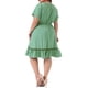 thumbnail image 4 of GRACE & GRANDEUR Vestido de Mujer Talla Grande con Cuello en V, Mangas Cortas, Cintura con Cinta, Vestidos de Camisa de Verano 3X Verde Claro, 4 of 8
