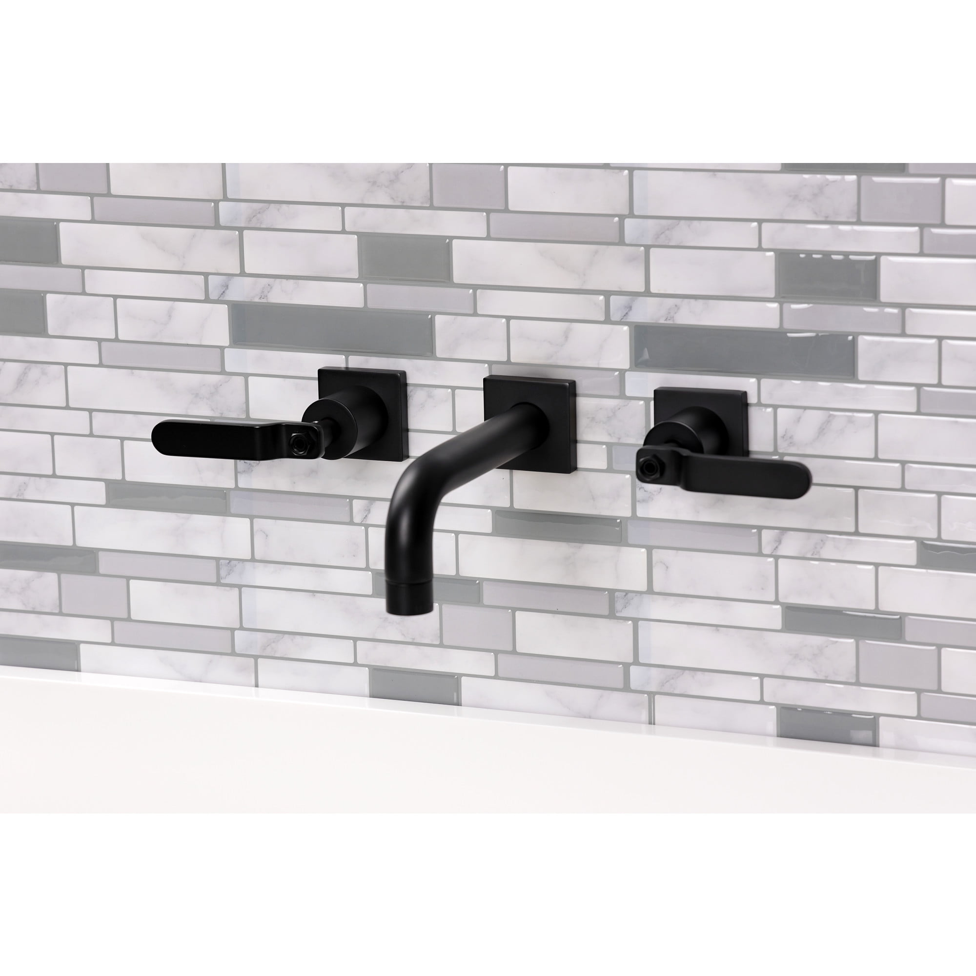 Kingston Brass KS6120KL Whitaker Double-Handle Wall Mount Bathroom Faucet, Matte Black