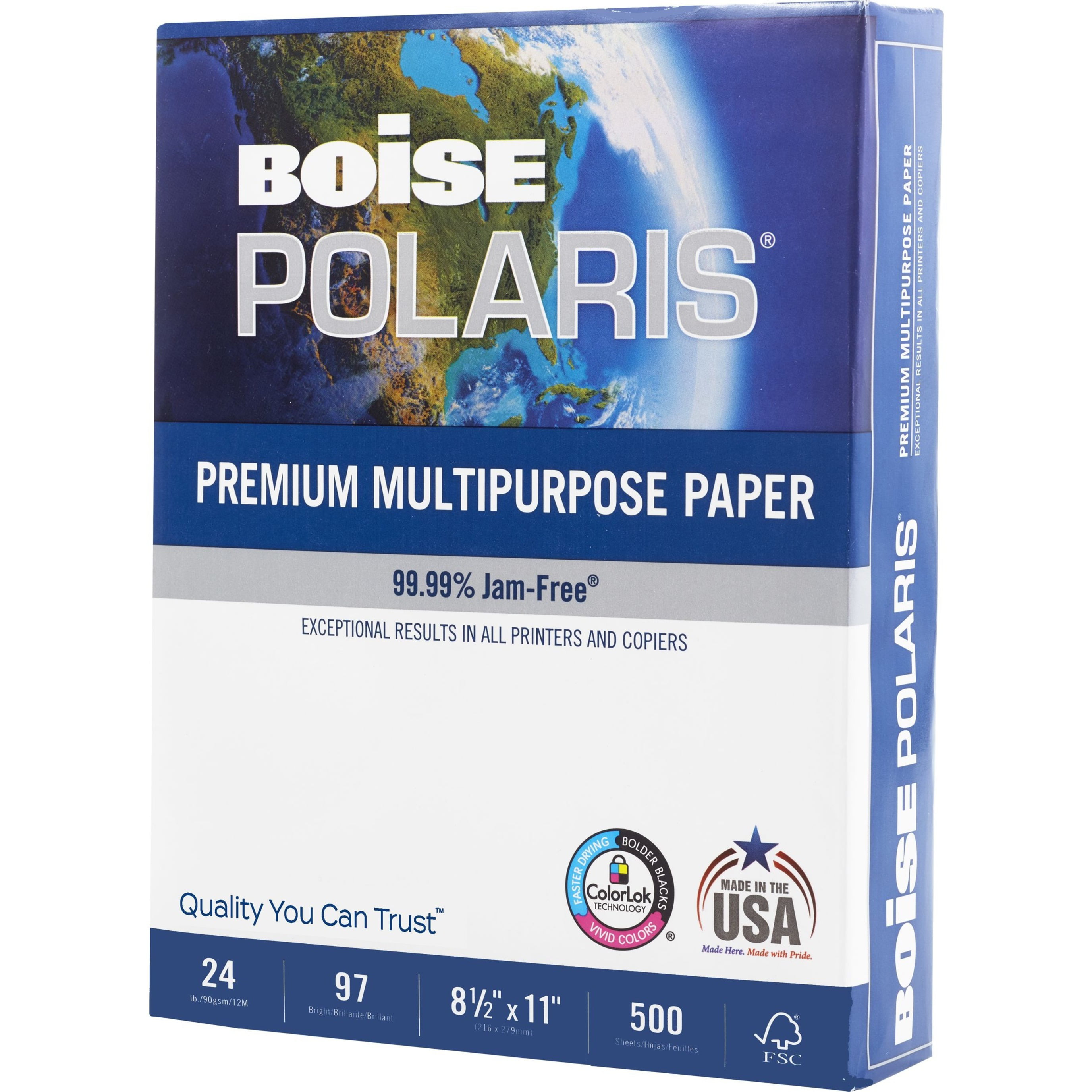 Boise POLARIS Premium Color Copy Paper, 98 Bright, 28lb, 8.5 x 11, White,  500/Ream (BCP2811)