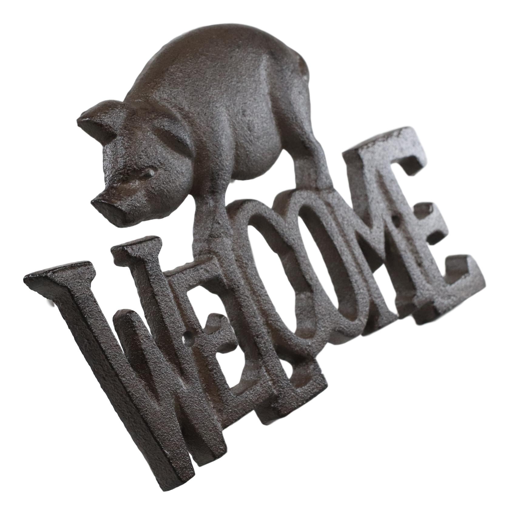 Farmhouse Pig and Market Typography Iron Wall Sign