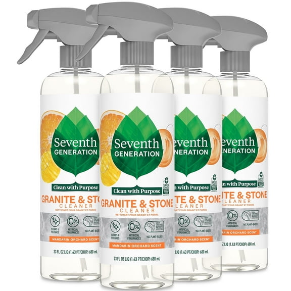 Seventh Generation Granite & Stone Cleaner 4-Pack, Mandarin Orchard, 23 Oz Ea