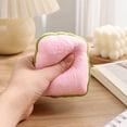 thumbnail image 5 of Matcha Toast Squishy Toy, Pink Toast Slice Stress Ball with Green Edge, Crunchy Sound Fidget Toy, Stress Relief Sensory Toy for Kids Adults, Bakery Desk Decor Gift, 5 of 5