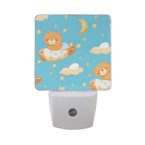 Cartoon Bears Ballon Stars Clouds Moon LED Night Light with Smart Sensor Plug Into Wall Dusk to Dawn 2 packs