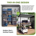 thumbnail image 4 of Mootloxy 6x4 ft Outdoor Storage Shed & Gazebo Combo, Lean to Metal Tool Shed with Window & Open Pergola for Backyard, Patio, Lawn (Gray), 4 of 9