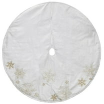 48 in. Snowflake Embroidered Christmas Tree Skirt, Gold & White