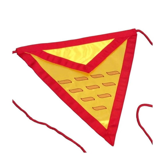 17th Degree Scottish Rite Apron - Yellow with Red Borders Triangular Shape, Masonic Knight of the East and West Satin Apron, Gold Tetractys Emblem