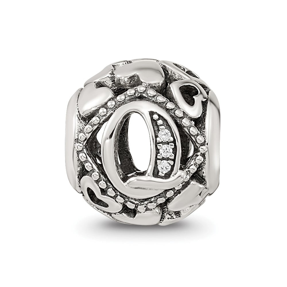 Sterling Silver Reflections CZ Letter Q Bead