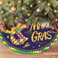 thumbnail image 5 of Mardi Gras Colorful Carnival Tree Skirt, Mardi Gras Holiday Party Decorations Masquerade Party Mask Beads Confetti Feather Xmas Tree Mat 48 inch for Holiday Party Supplies Rustic Ornaments Tree Skirt, 5 of 6