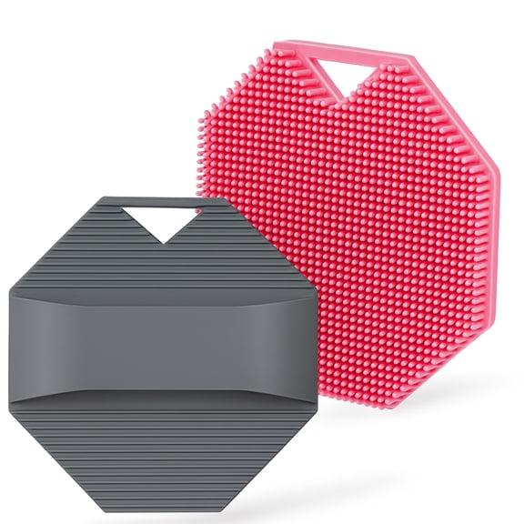 HZCrisp Silicone Body Scrubber 2-Pack, Dual-Sided Exfoliating Shower Loofah with Non-Slip Handle, Gentle for Sensitive Skin