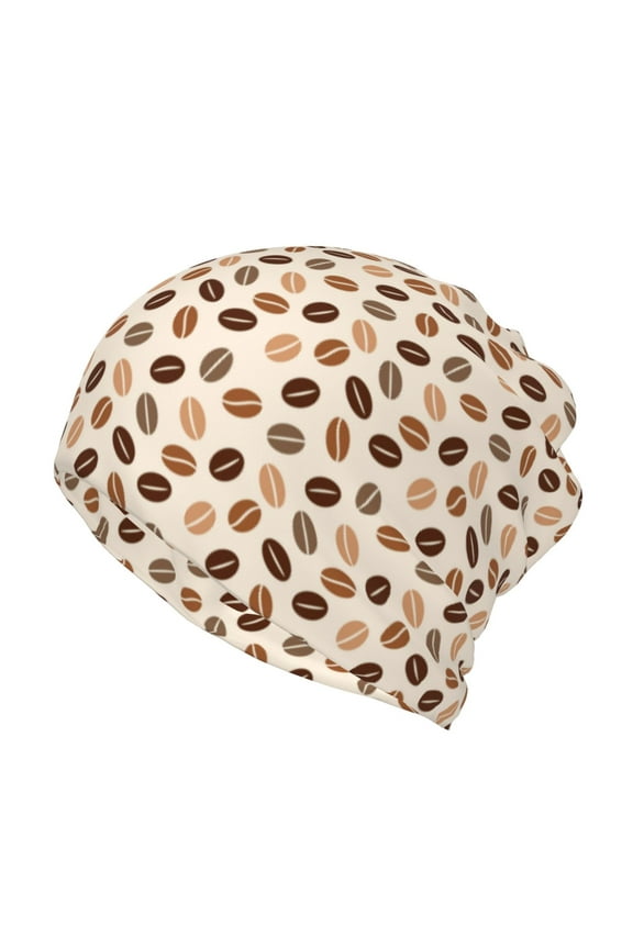 Cute Coffee Bean Print Cotton Slouchy Beanie Hat for Men/Women,Lightweight Oversize Large Thin Skull Cap Night Sleeping Cap
