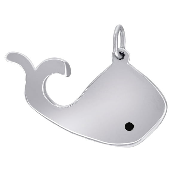 925 Sterling Silver Womens Black Cubic Zirconia Dolphin Charm Pendant Necklace 13x18mm Wide Pendant for Women