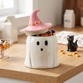 thumbnail image 3 of Clearance Halloween Strawberry Witchy Ghost Canister, Ceramic Ghost Candy Bowl with Lid, Cute Witchy Ghost Statue Figurine, Halloween Decoration for Home Table Bedroom, Gift for Kiddo Adults, 3 of 7