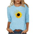 thumbnail image 2 of Fiudx Ofertas Relámpago Camiseta Estampada a La Moda para Mujer, Blusa de Mangas 3/4, Tops Informales con Cuello Redondo, 2 of 4