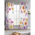 thumbnail image 2 of Pink Spring Floral Sheer Curtains 63 Inch Length 2 Panels Set for Living Room/Bedroom, Flowers Elegant Pastoral Watercolor Kitchen Curtains Grommet Semi-Sheer Curtains Window Treatments 42"x63"x2, 2 of 7