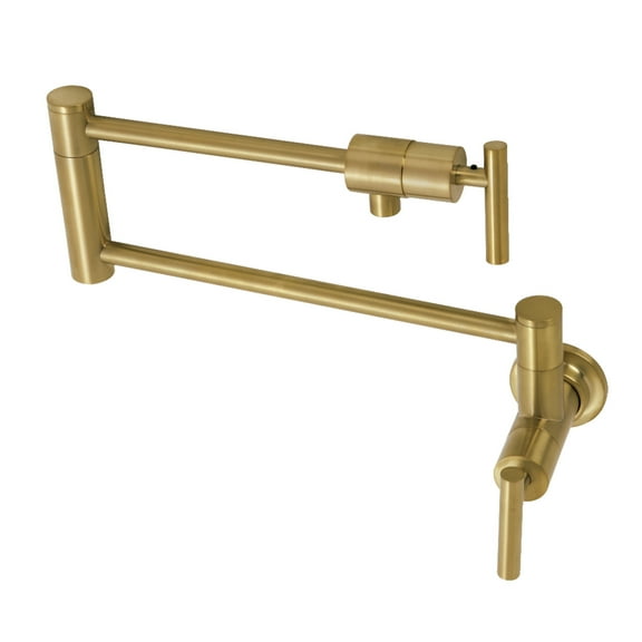 Kingston Brass KS4107CML Manhattan Two-Handle 1-Hole Wall Mount Pot Filler Faucet in Brushed Brass