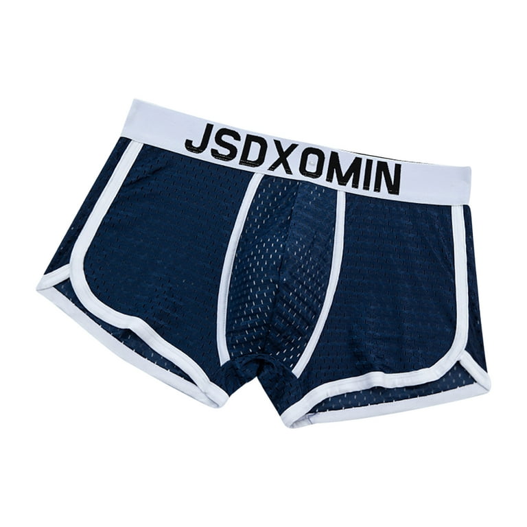 Viadha Mens Underwear Dual Pouch Trunks Support Ball Pouch Bulge Enhancing  Micro Modal Boxer Briefs for Men(Navy,2XL)