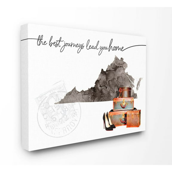 The Stupell Home Decor Collection Virginia State The Best Journeys Lead You Home Fashion Shoes and Luggage Illustration Canvas Wall Art