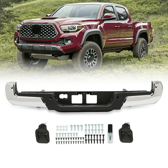 Chrome Rear Step Bumper For Toyota Tacoma 2016-2023 With Parking Aid Sensor Hole