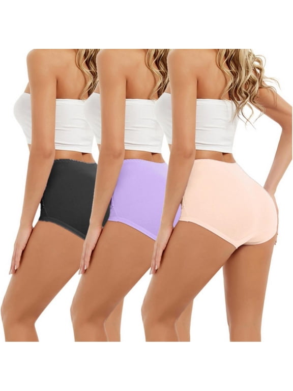3-Pack Women High Waisted Seamless Panties Soft Full Coverage Briefs Tummy Control Panty Underpants