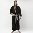 thumbnail image 2 of Hessimy Mens Hooded Robe Plush Fleece, Soft Fluffy House Coat Lounge Robe Full Length Bathrobes with Pockets(Grey,3XL), 2 of 5
