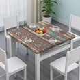thumbnail image 3 of Brown Geometric Triangle Diamond Pattern Square Fitted Tablecloth with Elastic Edge,Square Table Cover,Washable Elastic Table Cover for Home Kitchen Party Decor 34"x34", 3 of 6