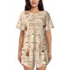 thumbnail image 1 of Fotbe Coffee Time Conjunto de Pijama Estampado para Mujer, 2 Piezas, Ropa de Dormir con Camiseta de Manga Corta y Shorts Suaves-Small, 1 of 6