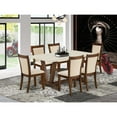 thumbnail image 2 of East West Furniture 7-Pc Dining Table Set - A Dining Table with Linen White Top and 6 Light Beige Linen Fabric Modern Dining Chairs with Stylish Back (Distressed Jacobean Finish), 2 of 2
