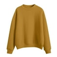 thumbnail image 3 of Dowegor Women's Solid Color Round Neck Oversized Sweatshirt Loose Fit Long Sleeve Light Sweatshirt Loose Blouse Women Sweatshirt Long Sleeve Pullover for Women Womens Hoodies Pullover Gold M, 3 of 4