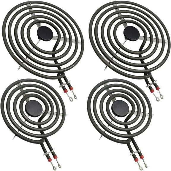 MP22YA Electric Range Burner Element Unit Set（2 pcs MP21YA 8" & 2 pcs MP15YA 6"）w/ 4pcs 330031 Range Burner Receptacle Kit Replace WP660532, WP660533
