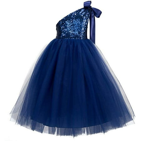 Ekidsbridal One-Shoulder Sequins Tutu Flower Girl Dress Junior Bridesmaid Evening Formal Party Gown 182 2