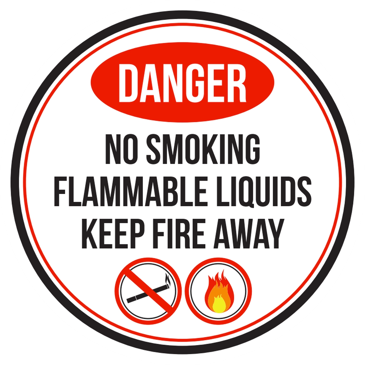 Danger No Smoking Flammable Liquids Keep Fire Away Red, Black and White