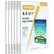 MaxGear 6 Pack Acrylic Sign Holder 8.5 x 11 Wall Mount Sign Holder with Double-Sided Tape, Clear Plastic Sign Holders