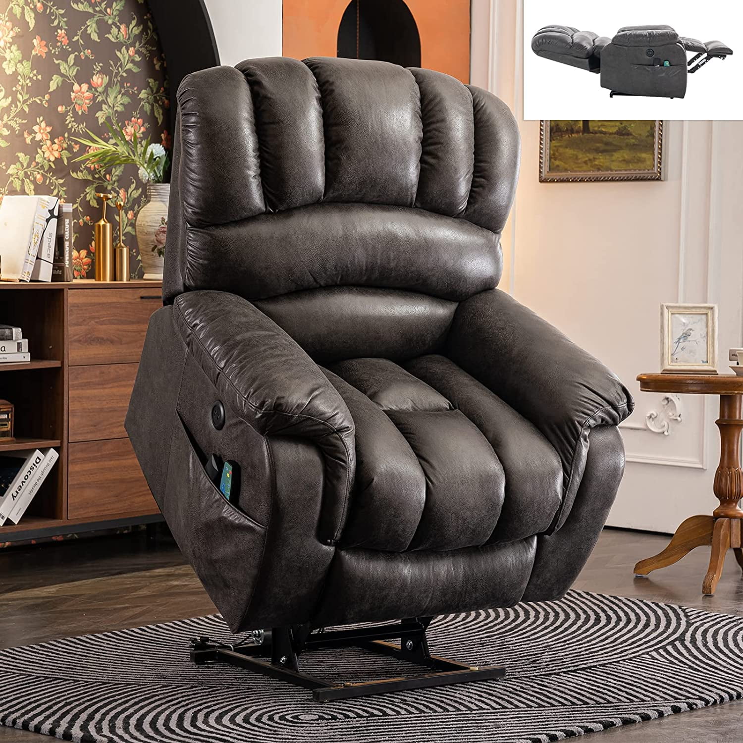MEETWARM Large Dual OKIN Motor Power Lift Recliner Chair for Elderly
