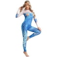 thumbnail image 4 of Sxiwei Women's Fish Scale Print Jumpsuit Mermaid Costume Long Sleeve Back Zipper Bodysuit Unitard Dark Blue S, 4 of 7