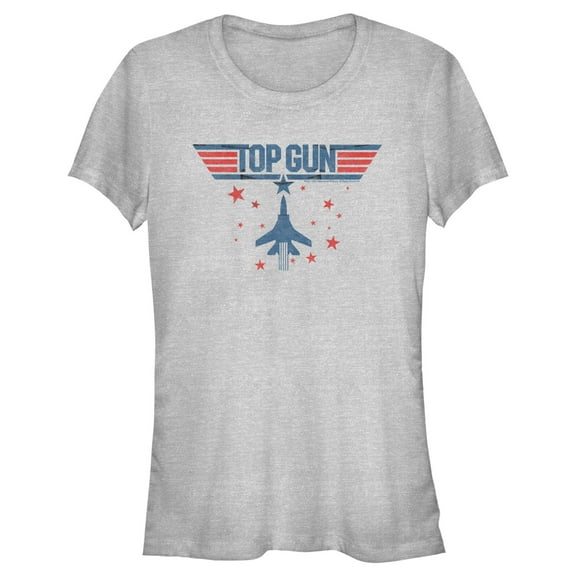Junior's Top Gun Fighter Jet and Stars Logo Graphic T-Shirt