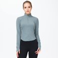 thumbnail image 3 of Rataves Chaqueta deportiva para mujer, ligera, con cremallera completa, manga larga, para entrenamiento, yoga, con agujeros para el pulgar, 3 of 3