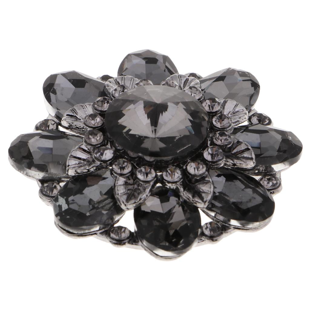 Abbraccia 6xAlloy Rhinestone Shank Buttons Decorative Buttons Sewing Accessories Black 6 Pcs