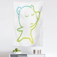 thumbnail image 1 of Dancing Bears Tapestry, Ombre Toned Simple Line Drawing of Animal Happy Face Illustration, Fabric Wall Hanging Decor for Bedroom Living Room Dorm, 5 Sizes, White Yellow Turquoise, by Ambesonne, 1 of 1