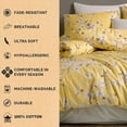 thumbnail image 4 of Organic-Club Cherry Blossom Cotton Bedding Set of 4 in Yellow Queen, 4 of 5