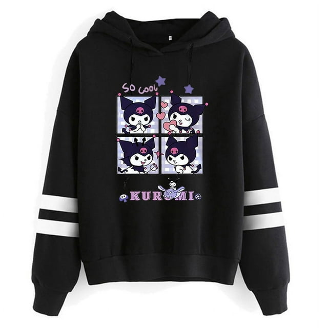 Ropa divertida de moda Kuromi Sudadera con capucha Sanrio Kuromi Mujer Manga Sudadera Harajuku Mujer Sudaderas con capucha Sudaderas con capucha