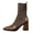 Brown, variant on Brown Women'S Suede Ankle Boots Paint Finish Thick Heel, Pointed Toe Height Increasing Waterproof Short Boots For Fall Winter