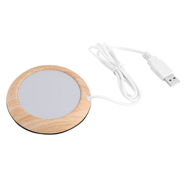 Calentador de tazas USB con diseño de madera, para calentar bebidas, café, madera brillante